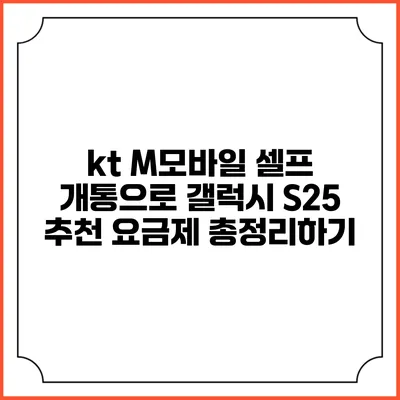 kt M모바일 셀프 개통으로 갤럭시 S25 추천 요금제 총정리하기