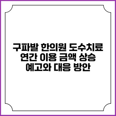 구파발 한의원 도수치료: 연간 이용 금액 상승 예고와 대응 방안
