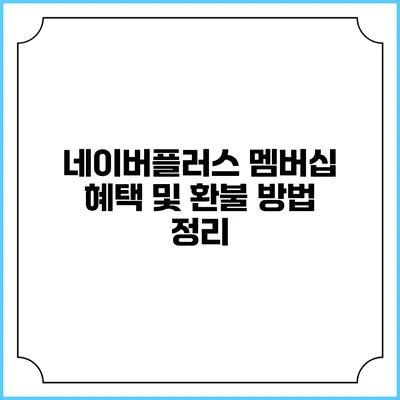 네이버플러스 멤버십 혜택 및 환불 방법 정리