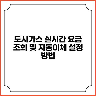 도시가스 실시간 요금 조회 및 자동이체 설정 방법