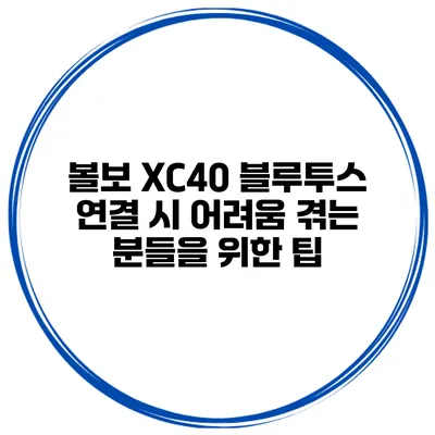 볼보 XC40 블루투스 연결 시 어려움 겪는 분들을 위한 팁