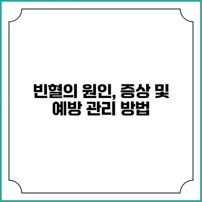 빈혈의 원인, 증상 및 예방 관리 방법