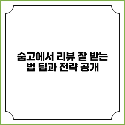 숨고에서 리뷰 잘 받는 법: 팁과 전략 공개