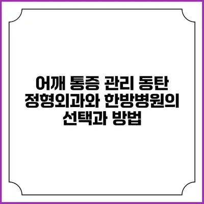 어깨 통증 관리: 동탄 정형외과와 한방병원의 선택과 방법