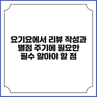 요기요에서 리뷰 작성과 별점 주기에 필요한 필수 알아야 할 점