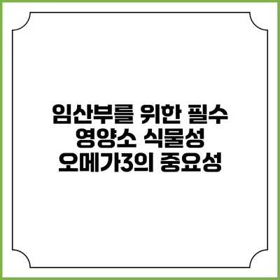임산부를 위한 필수 영양소: 식물성 오메가3의 중요성