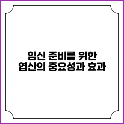 임신 준비를 위한 엽산의 중요성과 효과