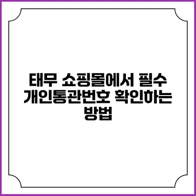 태무 쇼핑몰에서 필수 개인통관번호 확인하는 방법