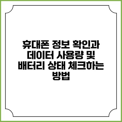 휴대폰 정보 확인과 데이터 사용량 및 배터리 상태 체크하는 방법